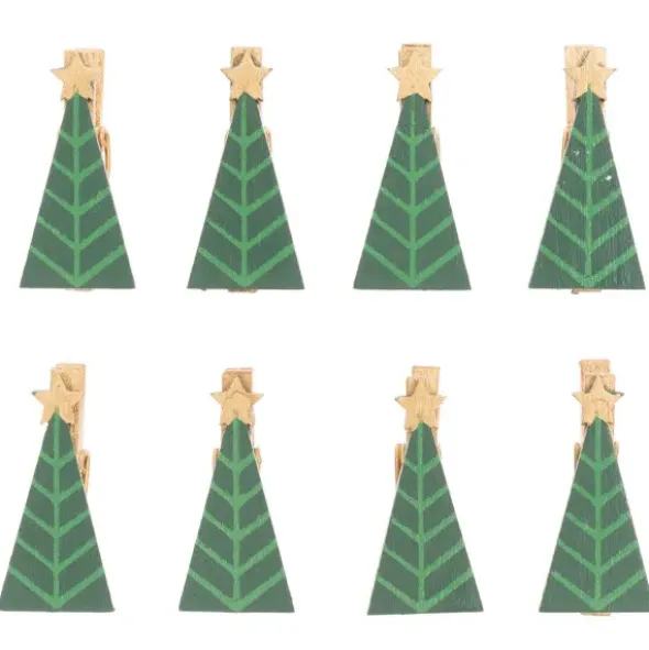 Dekoklammern Weihnachten - 8 Mini-Holzklammern Tannenbaum