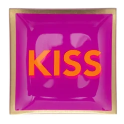 Dekoteller für Schmuck & Schlüssel "KISS" – eckiger Glasteller