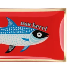 Dekoteller für Schmuck & Schlüssel Makrele – eckiger Glasteller mit Fischmotiv