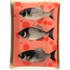 Dekoteller für Schmuck & Schlüssel Fische – eckiger Glasteller