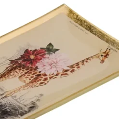 Dekoteller für Schmuck & Schlüssel Giraffe – eckiger Glasteller
