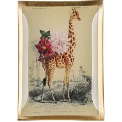 Dekoteller für Schmuck & Schlüssel Giraffe – eckiger Glasteller