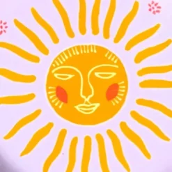 Dekoteller Sonne – runde Schmuckschale aus Mangoholz in lila gelb