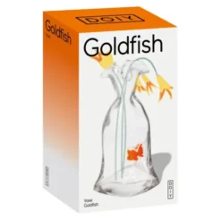 Design Glasvase mit Goldfisch – Deko Vase aus klarem Glas 22 cm
