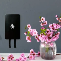 Design Löschdecke in Metalldose - Wandhalterung, schwarz/silber