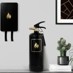 Design Löschdecke in Metalldose - Wandhalterung, schwarz/gold