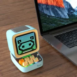 DitooPro - LED Lautsprecher, Game-Konsole, Wecker, Pixel Art, Radio - blau
