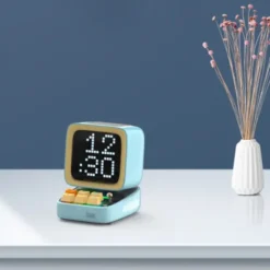 DitooPro - LED Lautsprecher, Game-Konsole, Wecker, Pixel Art, Radio - blau