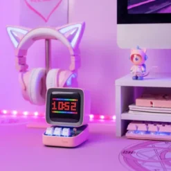 DitooPro - LED Lautsprecher, Game-Konsole, Wecker, Pixel Art, Radio - rosa
