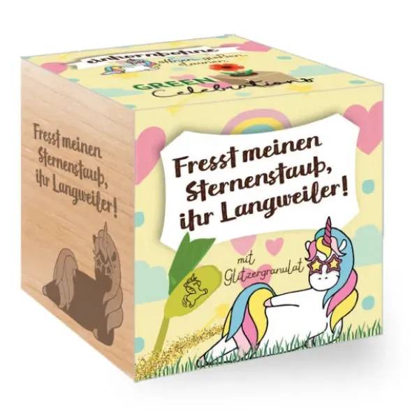 Einhorn-Bohne im Holzwürfel - Sternenstaub