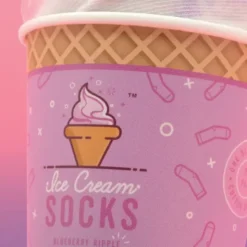 Eiscreme Socken Blueberry Ripple – Socken in Eisbecher Verpackung