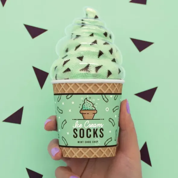 Eiscreme Socken Minze – Socken in Eisbecher Verpackung