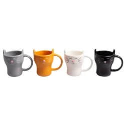 Espressotassen 4er-Set, Katze - Keramik Espressobecher mit Katzenmotiv