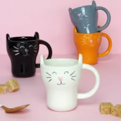 Espressotassen 4er-Set, Katze - Keramik Espressobecher mit Katzenmotiv