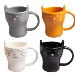 Espressotassen 4er-Set, Katze - Keramik Espressobecher mit Katzenmotiv