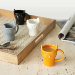 Espressotassen 4er-Set, Katze - Keramik Espressobecher mit Katzenmotiv