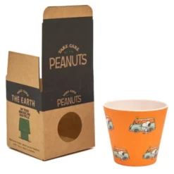 Espressotasse Snoopy aus Kunststoff - Peanuts Espressobecher orange mit Campingbus
