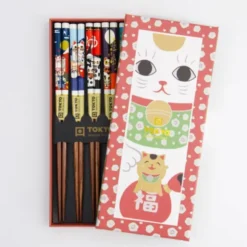 Ess-Stäbchen Geschenkset 5 Paar - Glückskatze Lucky Cats