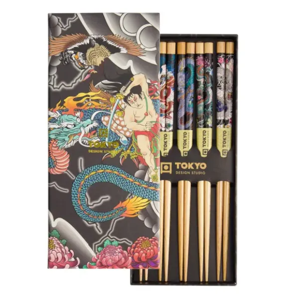Ess-Stäbchen Geschenkset 5 Paar - Yakuza Blue Dragon