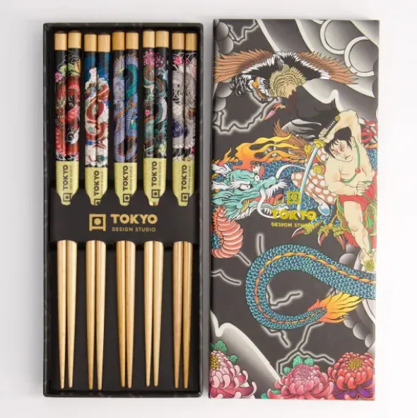 Ess-Stäbchen Geschenkset 5 Paar - Yakuza Blue Dragon
