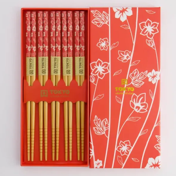 Ess-Stäbchen Geschenkset 5 Paar - Red Flower