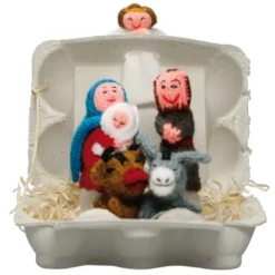 Fingerpüppchen gestrickt - KRIPPE Geschenkset mit Geschichte
