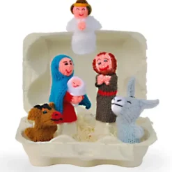 Fingerpüppchen gestrickt - KRIPPE Geschenkset mit Geschichte