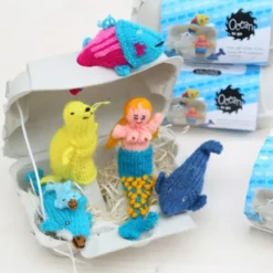 Fingerpüppchen gestrickt - OCEAN Geschenkset mit Geschichte