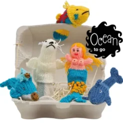 Fingerpüppchen gestrickt - OCEAN Geschenkset mit Geschichte
