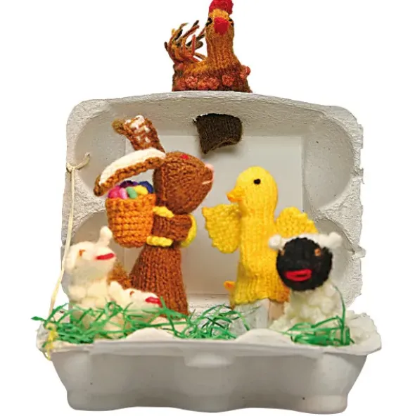 Fingerpüppchen gestrickt - OSTERN Geschenkset mit Geschichte