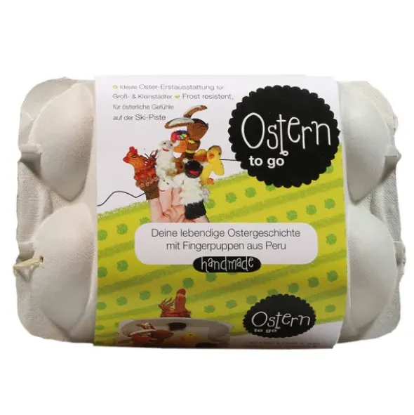 Fingerpüppchen gestrickt - OSTERN Geschenkset mit Geschichte