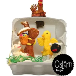 Fingerpüppchen gestrickt - OSTERN Geschenkset mit Geschichte