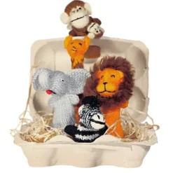 Fingerpüppchen gestrickt - SAFARI Geschenkset mit Geschichte