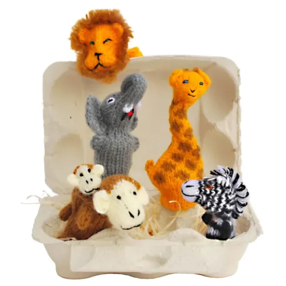 Fingerpüppchen gestrickt - SAFARI Geschenkset mit Geschichte
