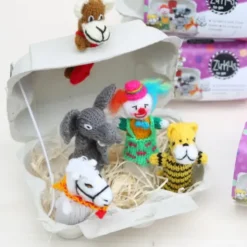 Fingerpüppchen gestrickt - ZIRKUS Geschenkset mit Geschichte