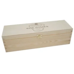 Flaschenverpackung Geschenkkiste Holz, Wine O'Clock + Gravur