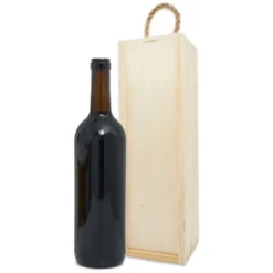 Flaschenverpackung Schiebedeckel + Tragekordel - Weinkiste Holz