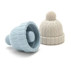Flaschenverschluss Mütze 2er Set – Flaschenstopfen BEANIE hellgrau & blau
