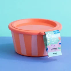Frischhaltedose mit Deckel 700 ml – runde Snackbox mit Streifenmuster