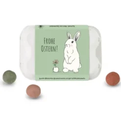 Frohe Ostern Hase - Eierschachtel mit 6 Samenbomben