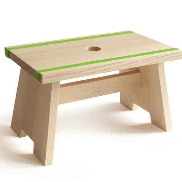 Fußschemel Little Stool - massiver Holzschemel mit Antirutschgummi grün