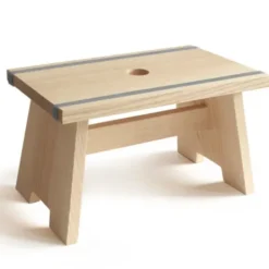 Fußschemel Little Stool - massiver Holzschemel mit Antirutschgummi blaugrau
