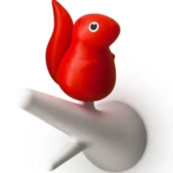 Garderobenhaken Eichhörnchen 2er-Set weiß/rot