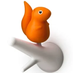 Garderobenhaken Eichhörnchen 2er-Set weiß/orange