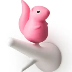 Garderobenhaken Eichhörnchen 2er-Set weiß/pink