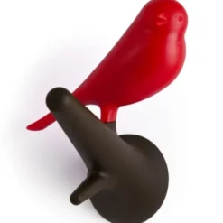Garderobenhaken Spatzen 2er-Set braun/rot