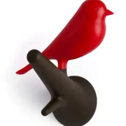 Garderobenhaken Spatzen 2er-Set braun/rot