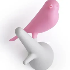 Garderobenhaken Spatzen 2er-Set weiß/pink