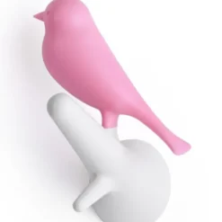 Garderobenhaken Spatzen 2er-Set weiß/pink