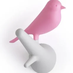 Garderobenhaken Spatzen 2er-Set weiß/pink